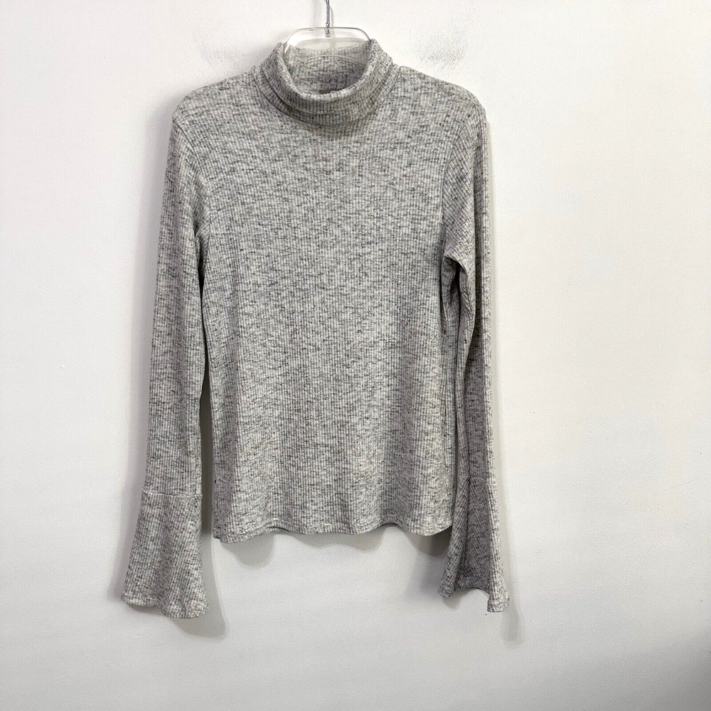 Dolan Turtleneck M Ribbed Knit Gray Bell Cuff Pullover‎ Soft Sweater Boho Trendy